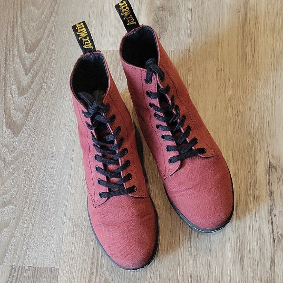 Dr. Martens Shoes - Dr. Martens Alfie Red Canvas Boots